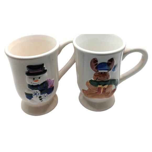 Festive Holiday Winter Mugs Set of 4 Cocoa Coffee Cider Christmas Get-Togethers - Picture 3 of 9
